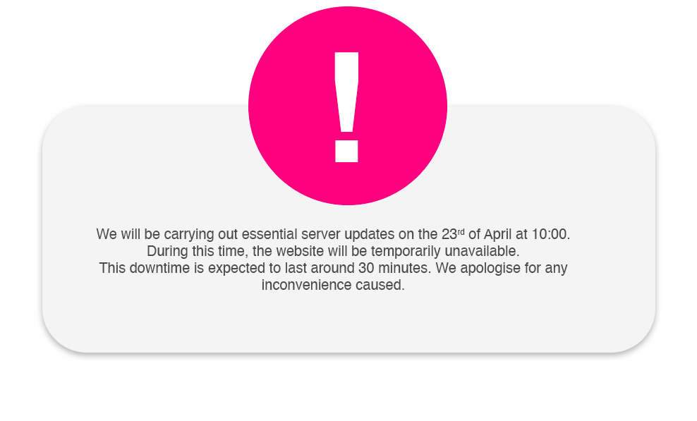 this website will experience a 30 minute downtime on the 23rd of April 2026 at 10am.